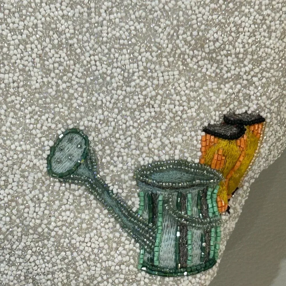 Handcrafted in India Vegetable Gardening Beaded Handbag NWT RARE